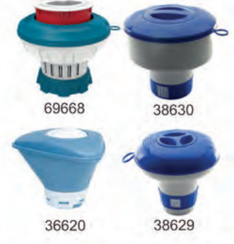 Floating dispenser for 200 g tablets