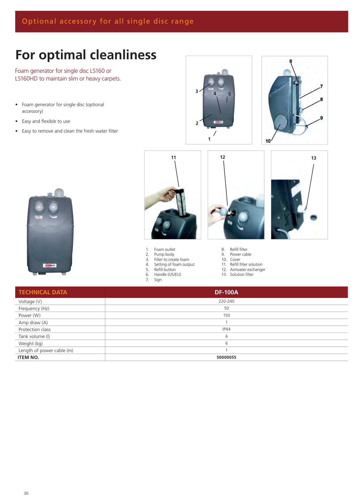 DF-100A – Foam generator (optional accessory for single disc range)